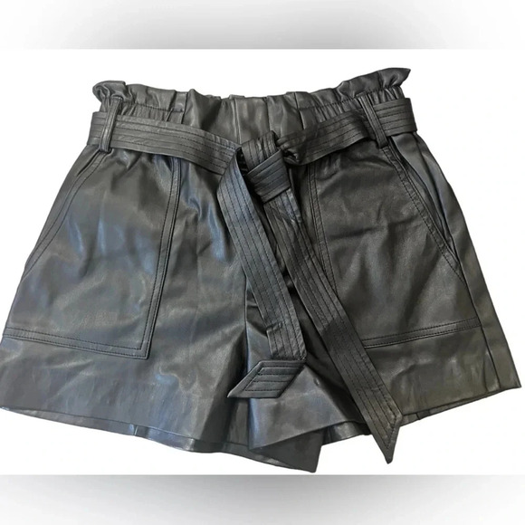 NWOT Silent NYC Faux Leather Paper Bag Shorts - Picture 1 of 3